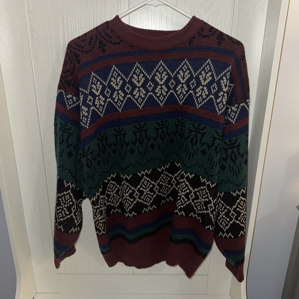 Stone River Outfitters Mens Striped Sweater Size Large Fair Isle Pattern